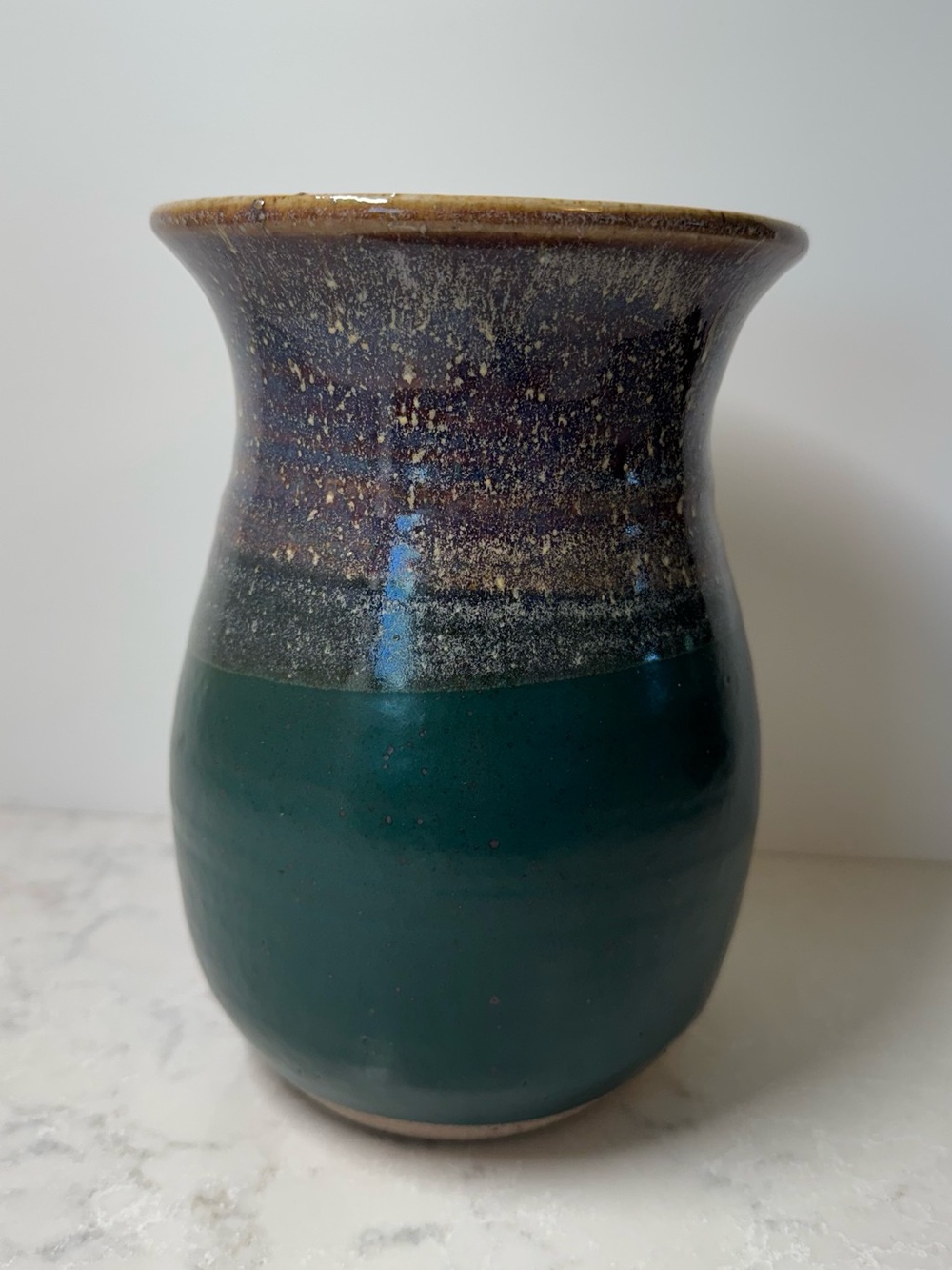 Handmade Ceramic Pottery Vase in Teal and Multicolor Glaze
